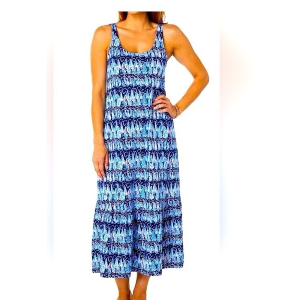 NWOT Lilly Pulitzer Martins Low Tide Navy Sails And Stripes Midi Dress Size XXS
